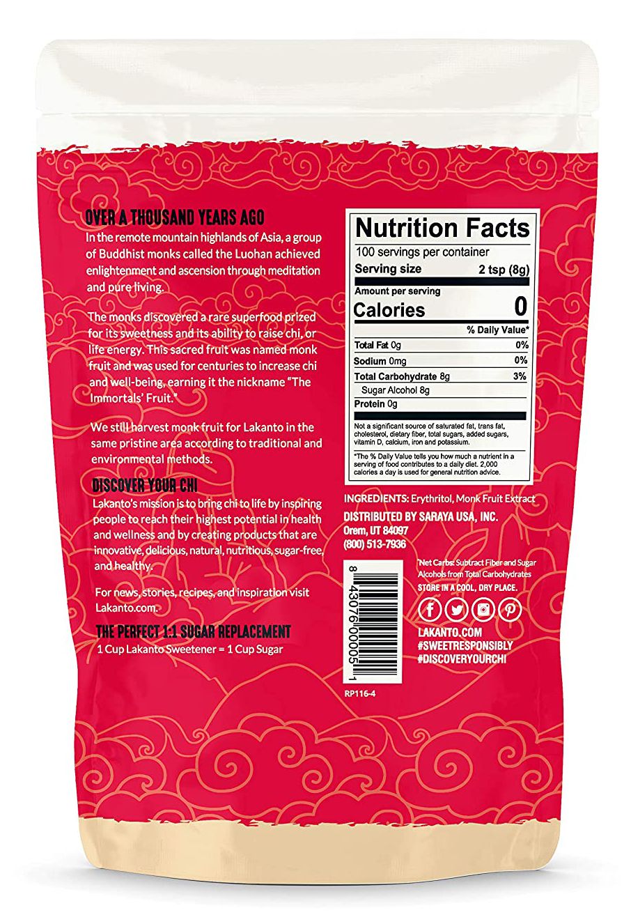 Lakanto Monkfruit Sweetener - Golden 28.22oz (800g)