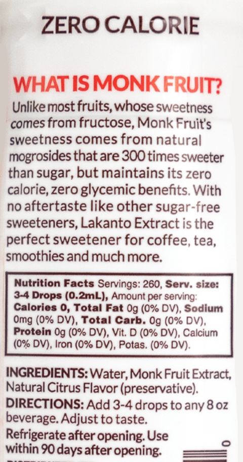 Lakanto Liquid Monk Fruit Sweetener Extract Drops - Vanilla 1.76 fl oz