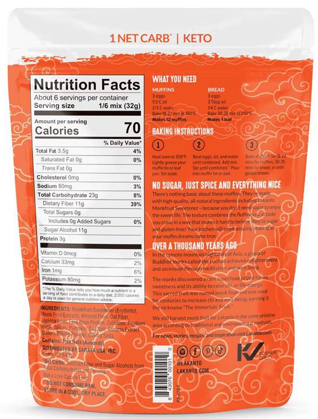 Lakanto Sugar Free Muffin & Bread Mix - Pumpkin Spice, 6.77 oz