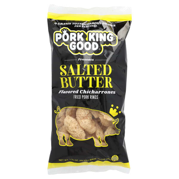 Pork King Good Fried Pork Rinds, 1.75 oz - Salted Butter