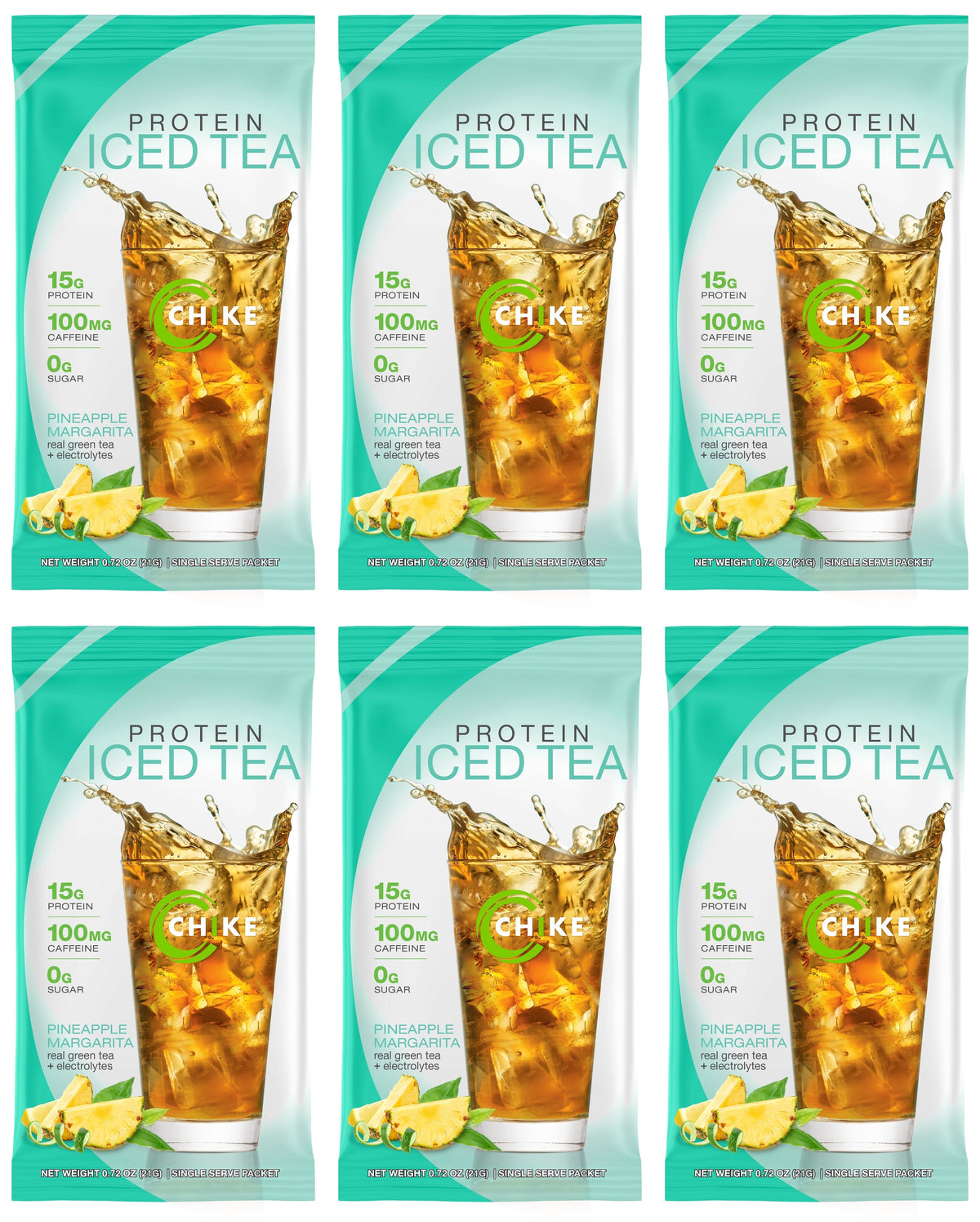 Six Chike Pineapple Margarita protein iced tea packets
