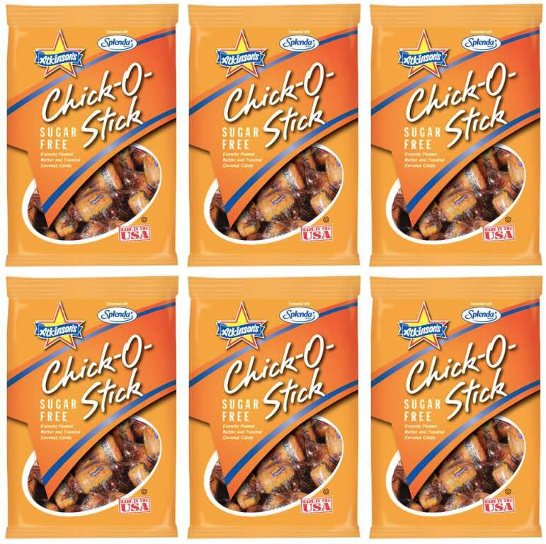 Atkinson's Sugar Free Chick-o-Stick Candy 3.75 oz. bag - 6-Pack