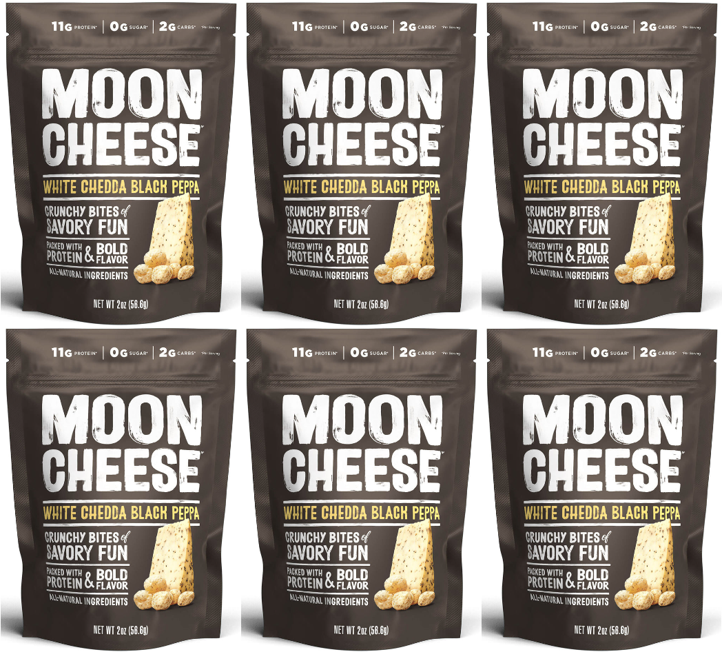 Moon Cheese Snacks - White Chedda Black Peppa 6 Bags