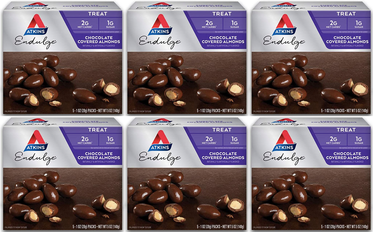 Atkins Nutritionals Endulge Chocolate Covered Almonds 5 packs - 6 Boxes