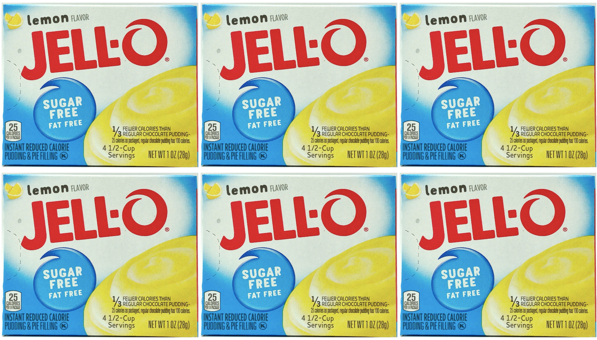 Front package of Jell-O Sugar-Free Instant Pudding, Lemon (1 oz) / 6-Pack