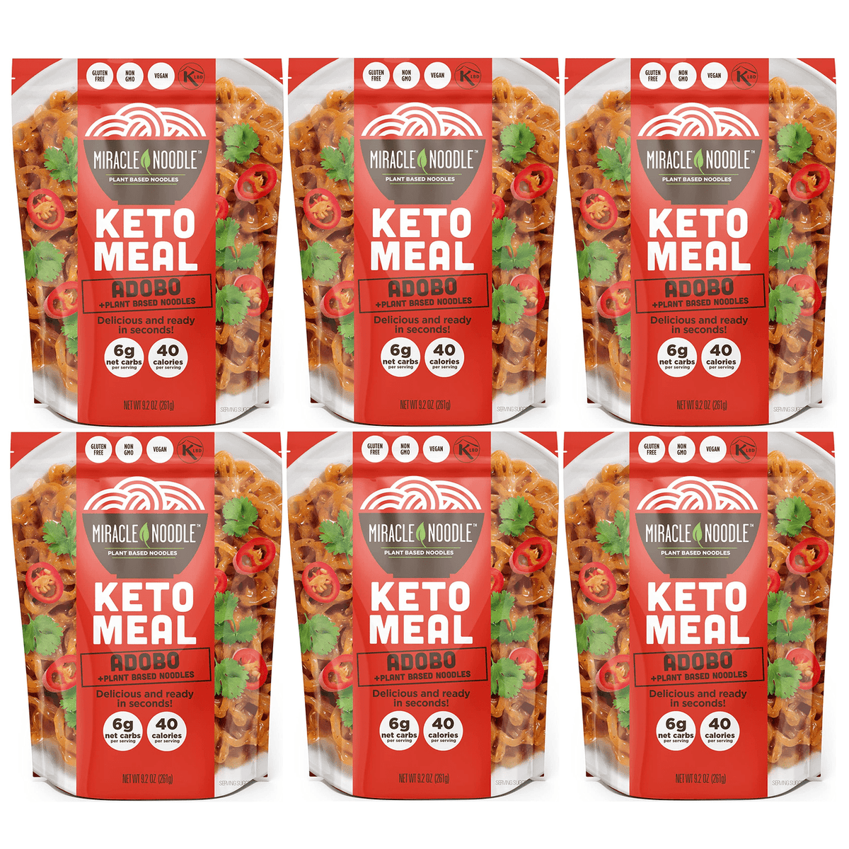 Miracle Noodle Keto Meal (9.2 oz) - Adobo, 6-Pack