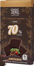 Front package of ChocZero Chocolate Squares, Dark Chocolate, 70%, 3.2 oz