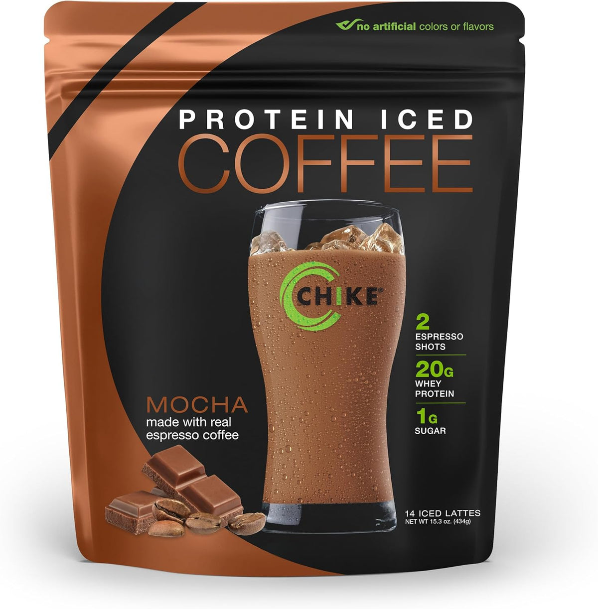 Chike Nutrition High Protein Iced Coffee, 14 Serving Bag - Mocha, 15.3 oz (434g)