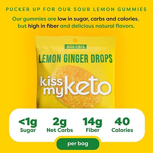 Kiss My Keto Gummies - Lemon Ginger Drops, One Bag