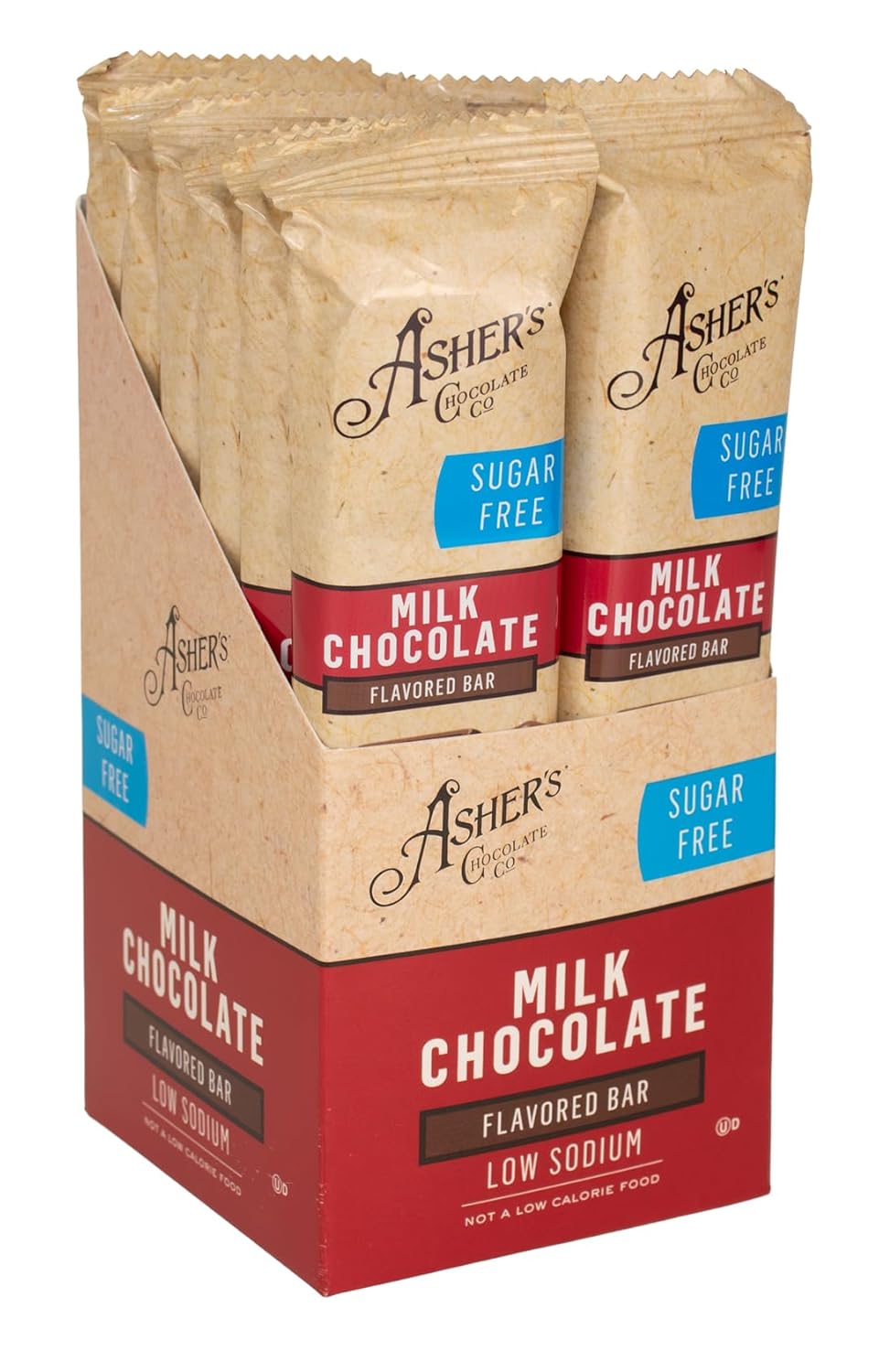 Asher's Chocolates Sugar Free Candy Bars - Milk Chocolate 12-Pack