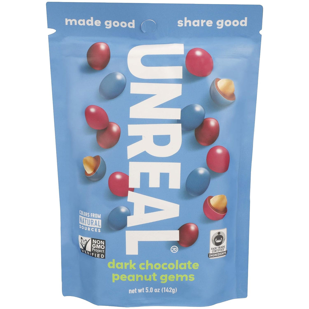 UNREAL Gluten Free Chocolate Snacks - Dark Chocolate Peanut Gems, 5 oz (CLEARANCE: Best by January 14, 2026)
