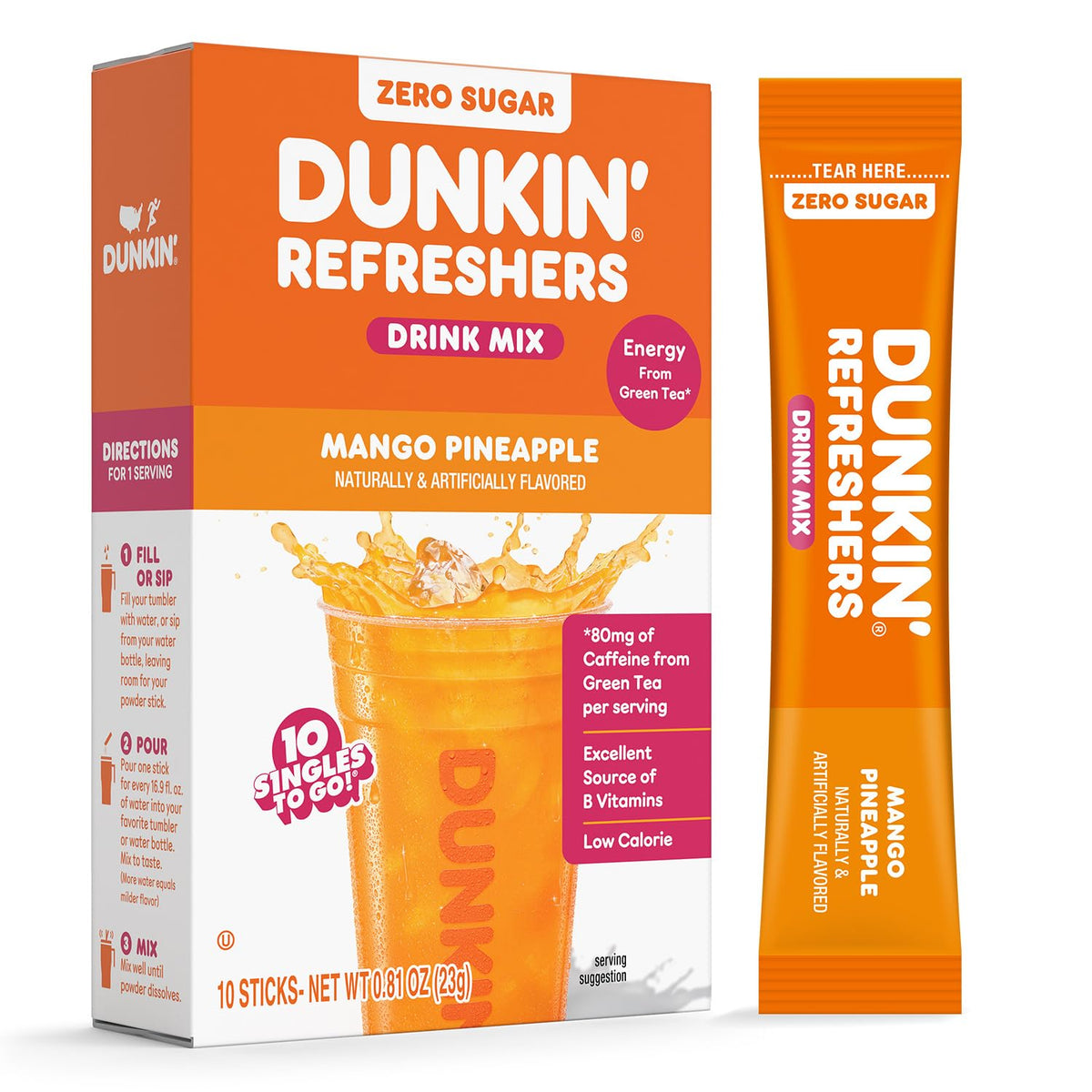 Dunkin' Refreshers Drink Mix, 10 sticks - Mango Pineapple