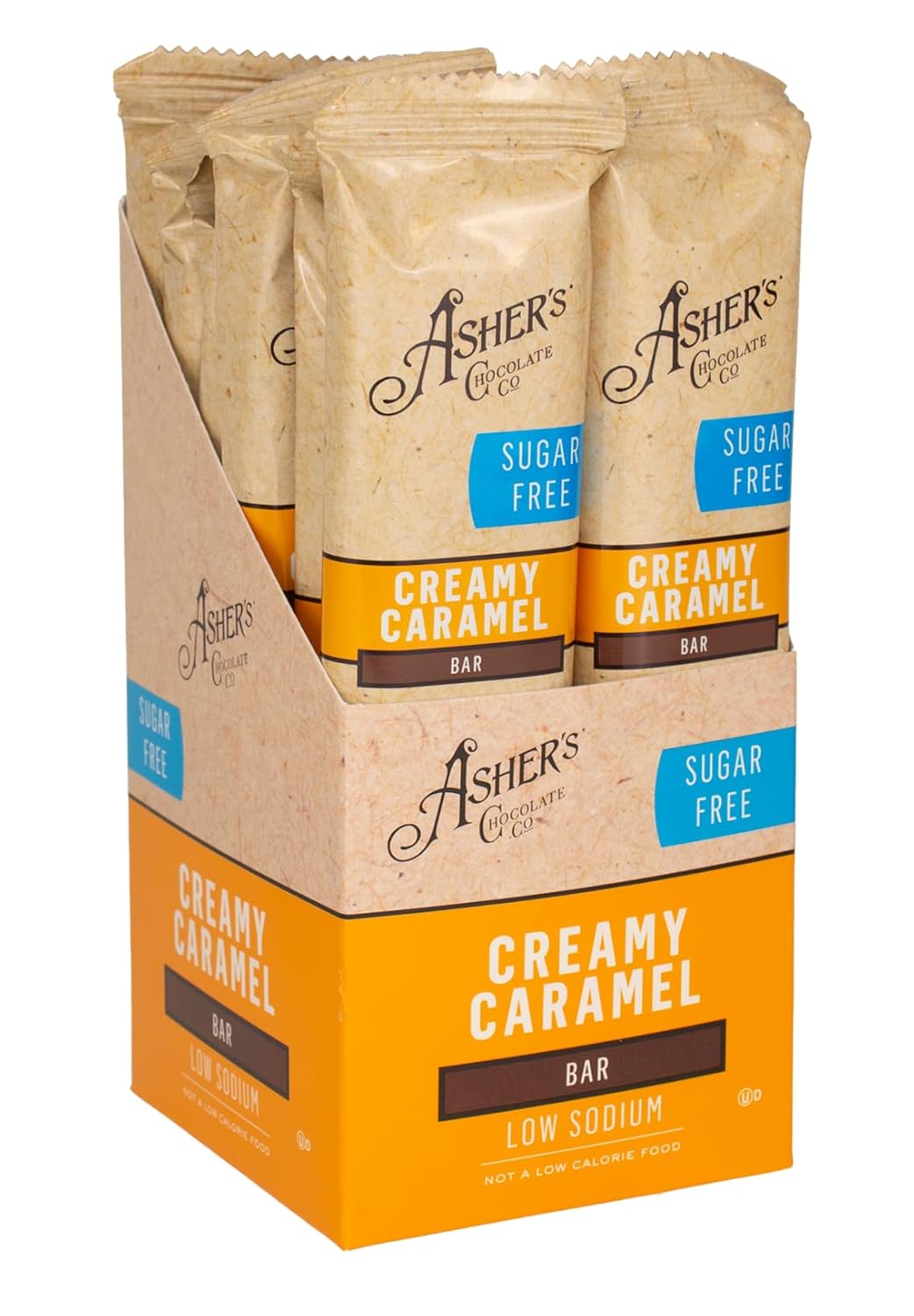 Asher's Chocolates Sugar Free Candy Bars - Milk Chocolate Creamy Caramel 12-Pack