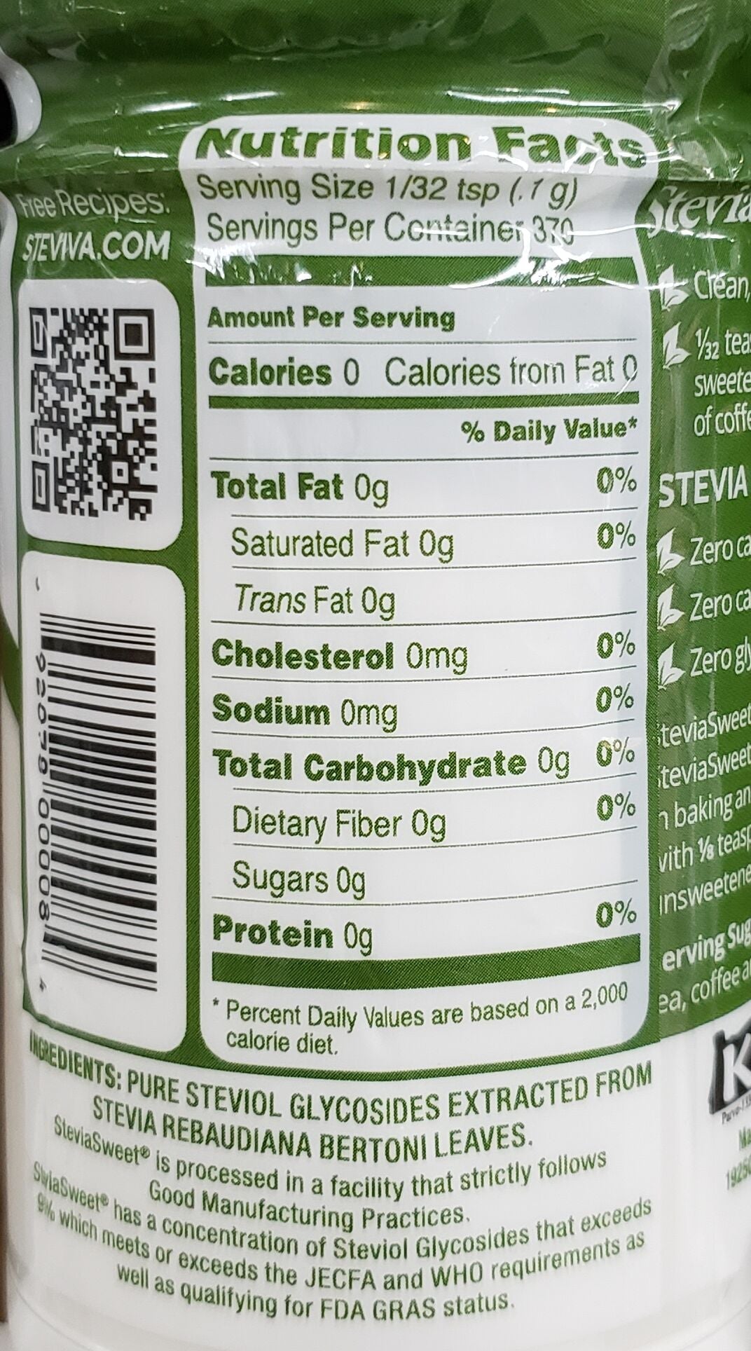 Steviva SteviaSweet Stevia Extract Powder 1.3 oz (37g)