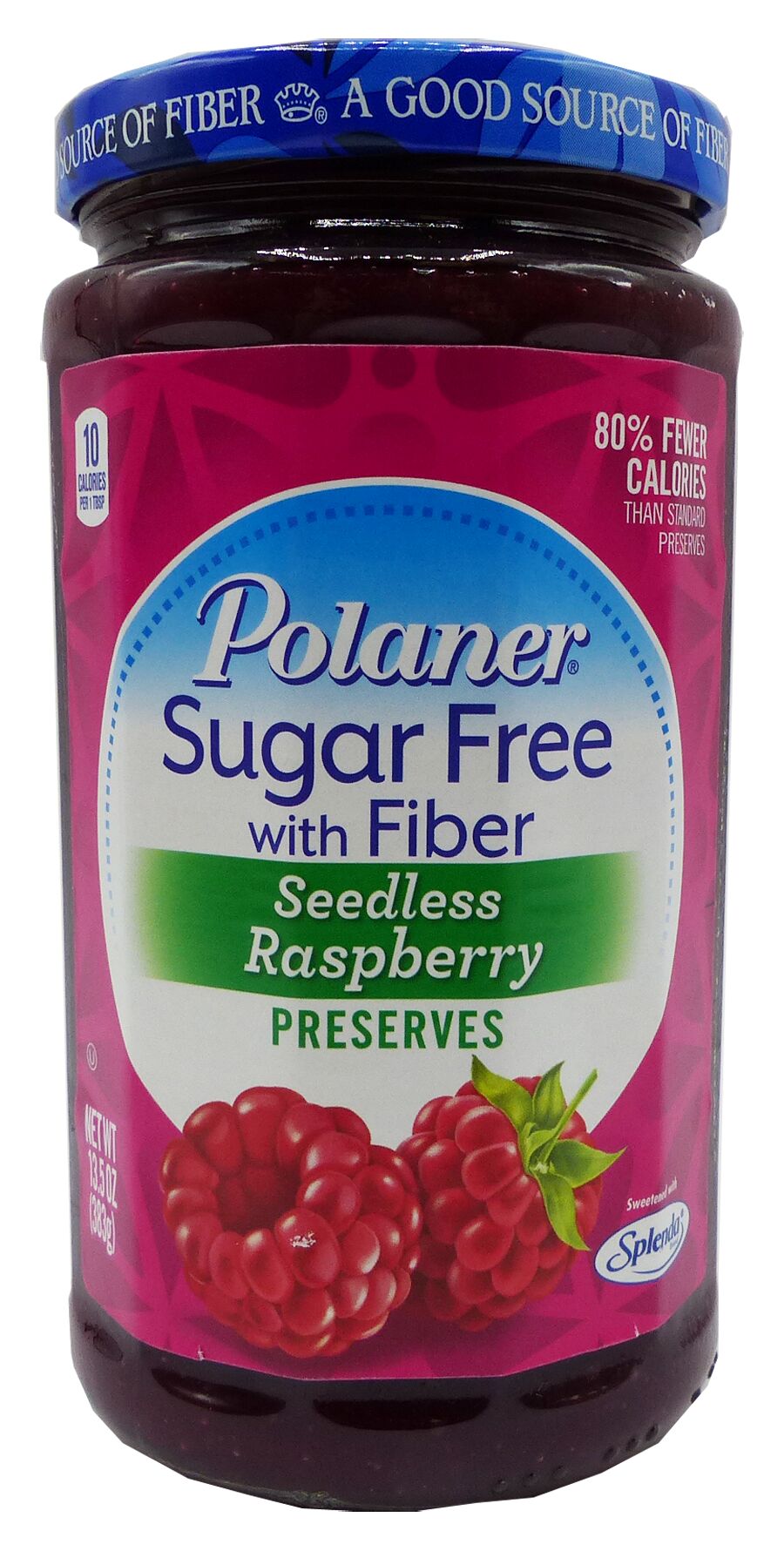Polaner Sugar Free Preserves with Fiber, Seedless Raspberry, 13.5 oz.