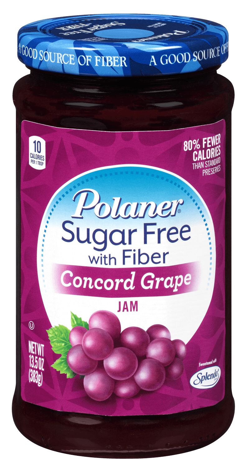 Polaner Sugar Free Preserves with Fiber, Concord Grape Jam, 13.5 oz.
