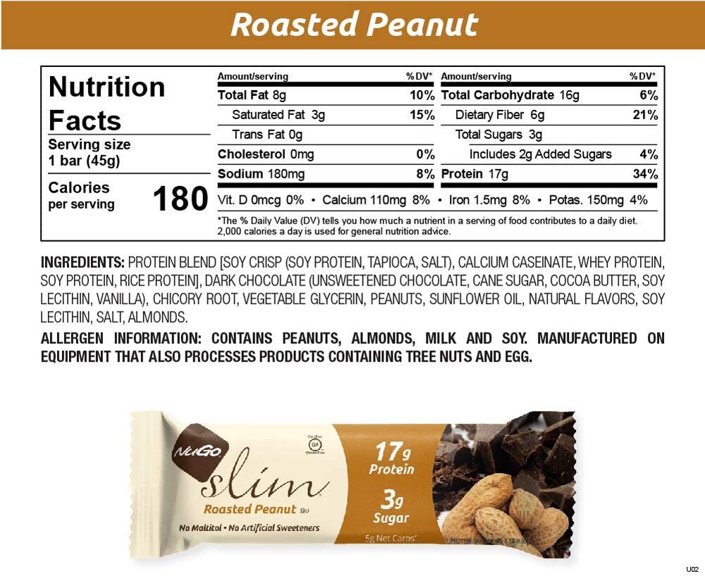 NuGo Slim Bars, Roasted Peanut.