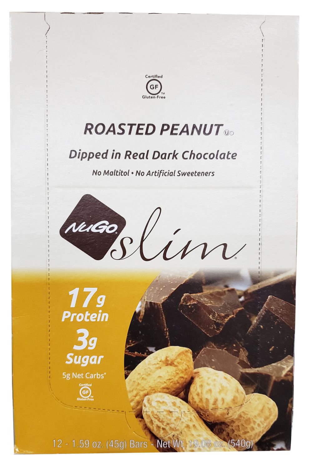 NuGo Slim Bars, Roasted Peanut #Size_12 Bars.