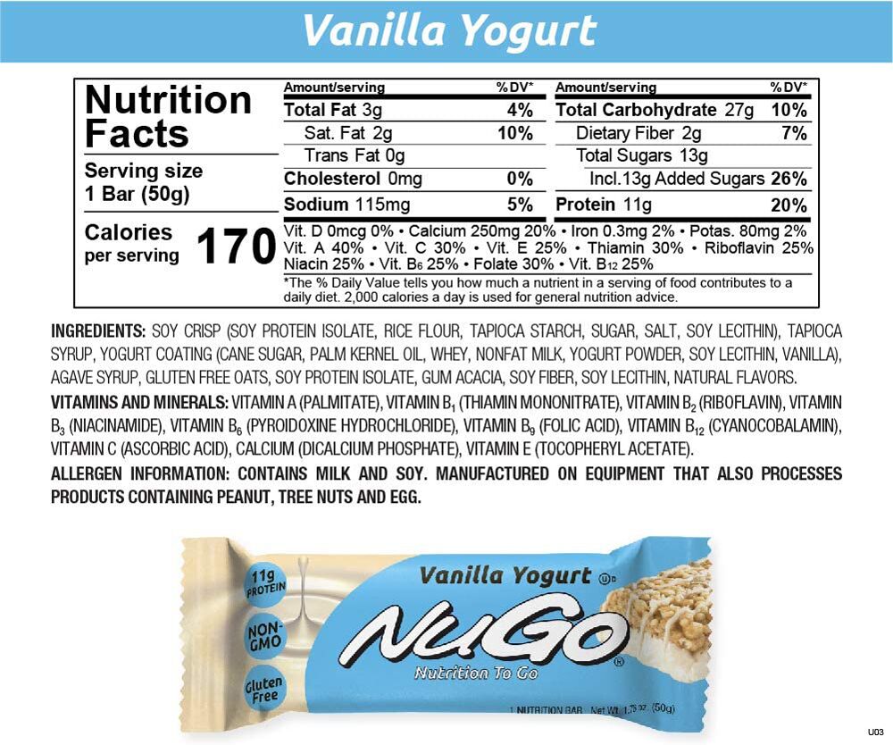 NuGo Original Bars, Vanilla Yogurt.