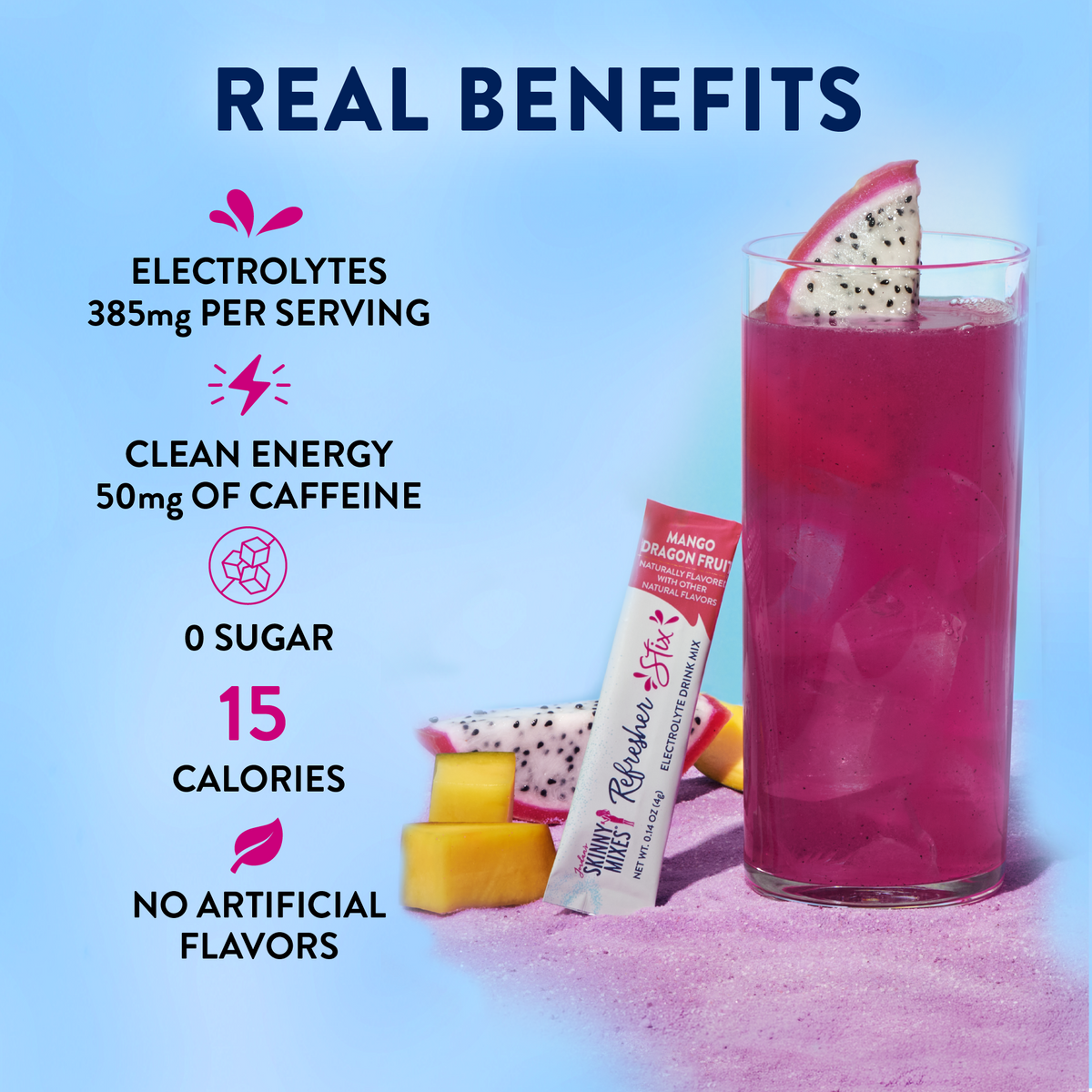 Jordan's Skinny Mixes Refresher Stix, 16 sticks - Mango Dragon Fruit