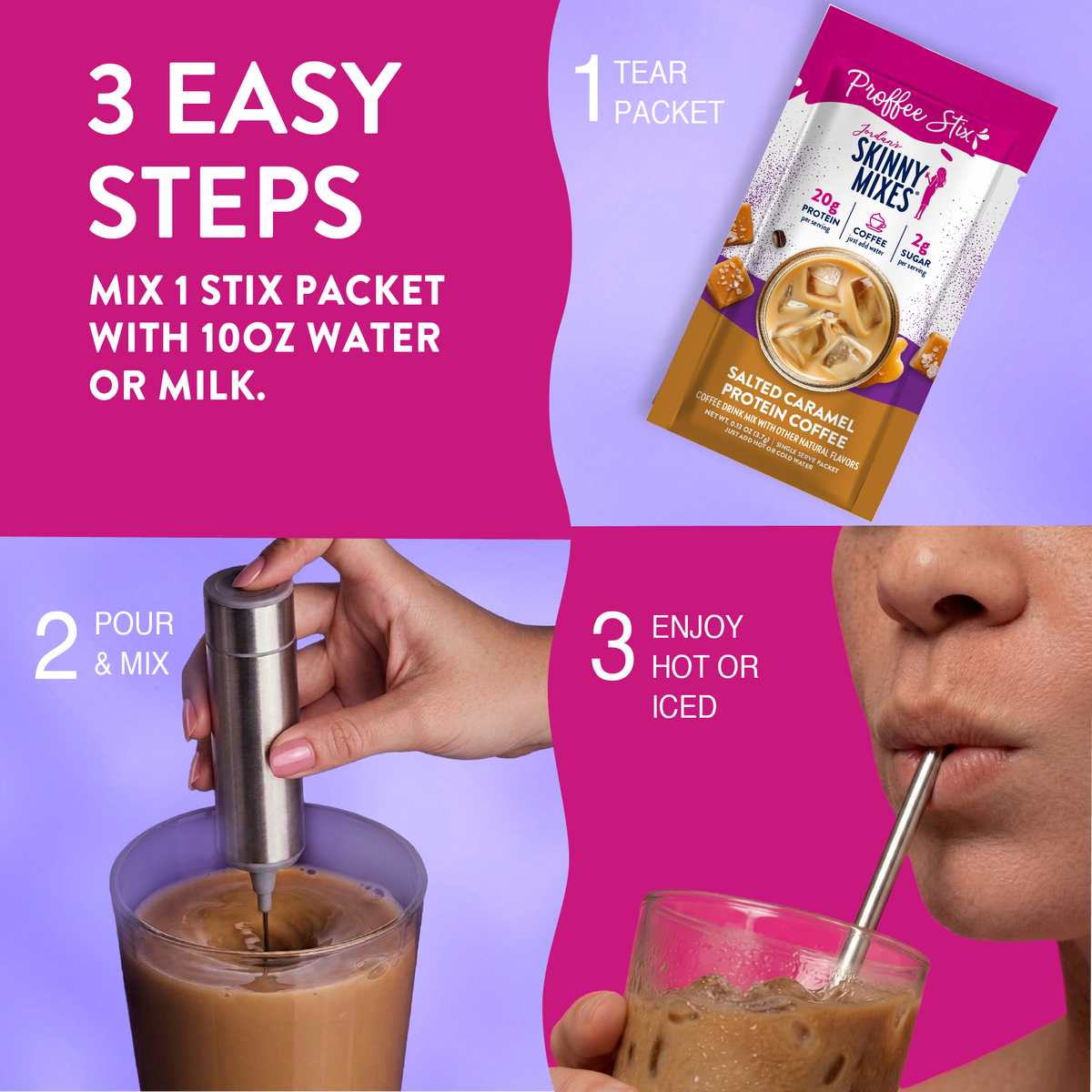 Jordan's Skinny Mixes Proffee Stix, 6 packets - Salted Caramel