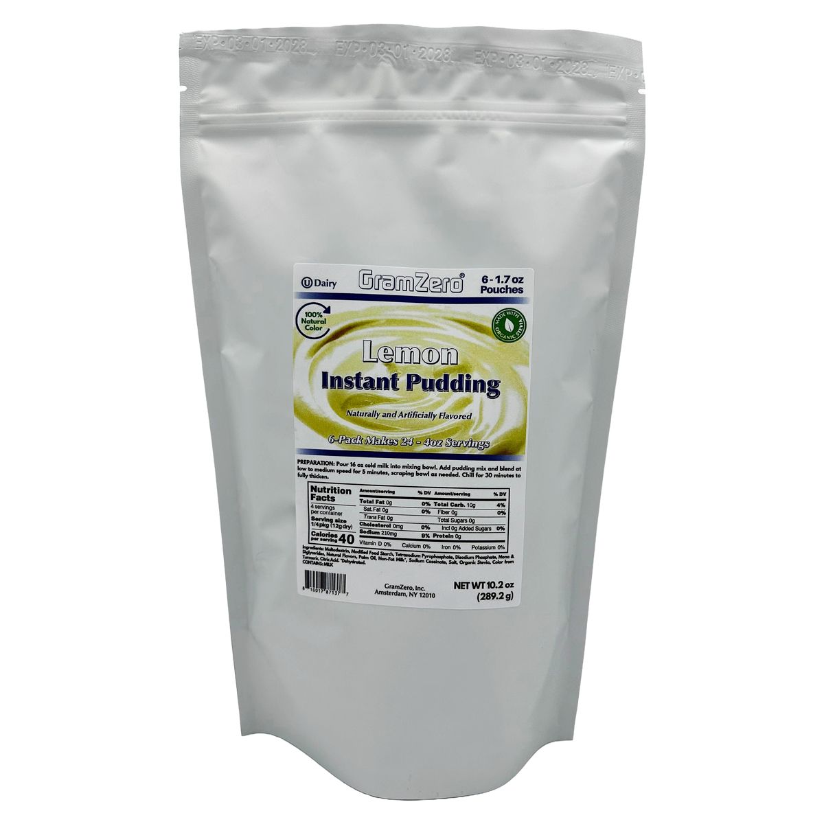 GramZero Stevia Sweetened Sugar Free Pudding Mix - Lemon