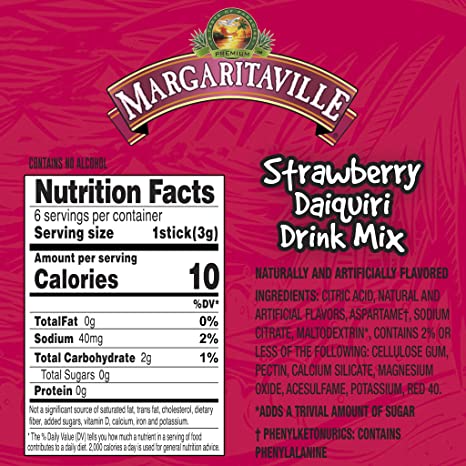 Margaritaville Zero Sugar Singles-to-Go - Strawberry Daquiri 6 packets