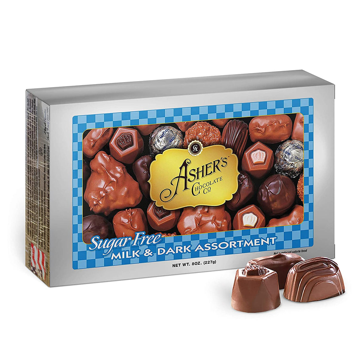 Asher's Chocolates Sugar Free Candy - Milk & Dark Chocolate Assortment (8 oz Box) One Pack