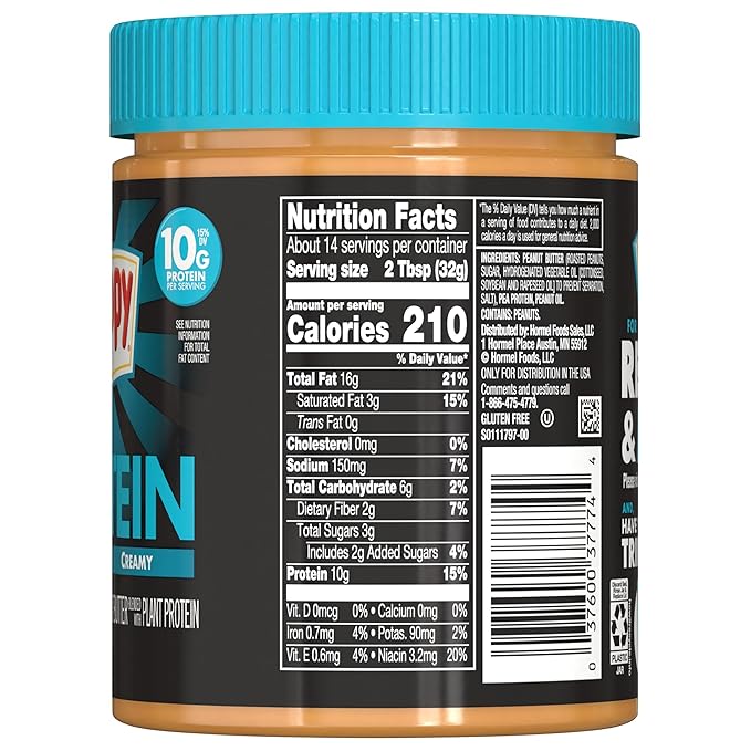 SKIPPY Peanut Butter Blended with Plant Protein, 16 oz - Creamy