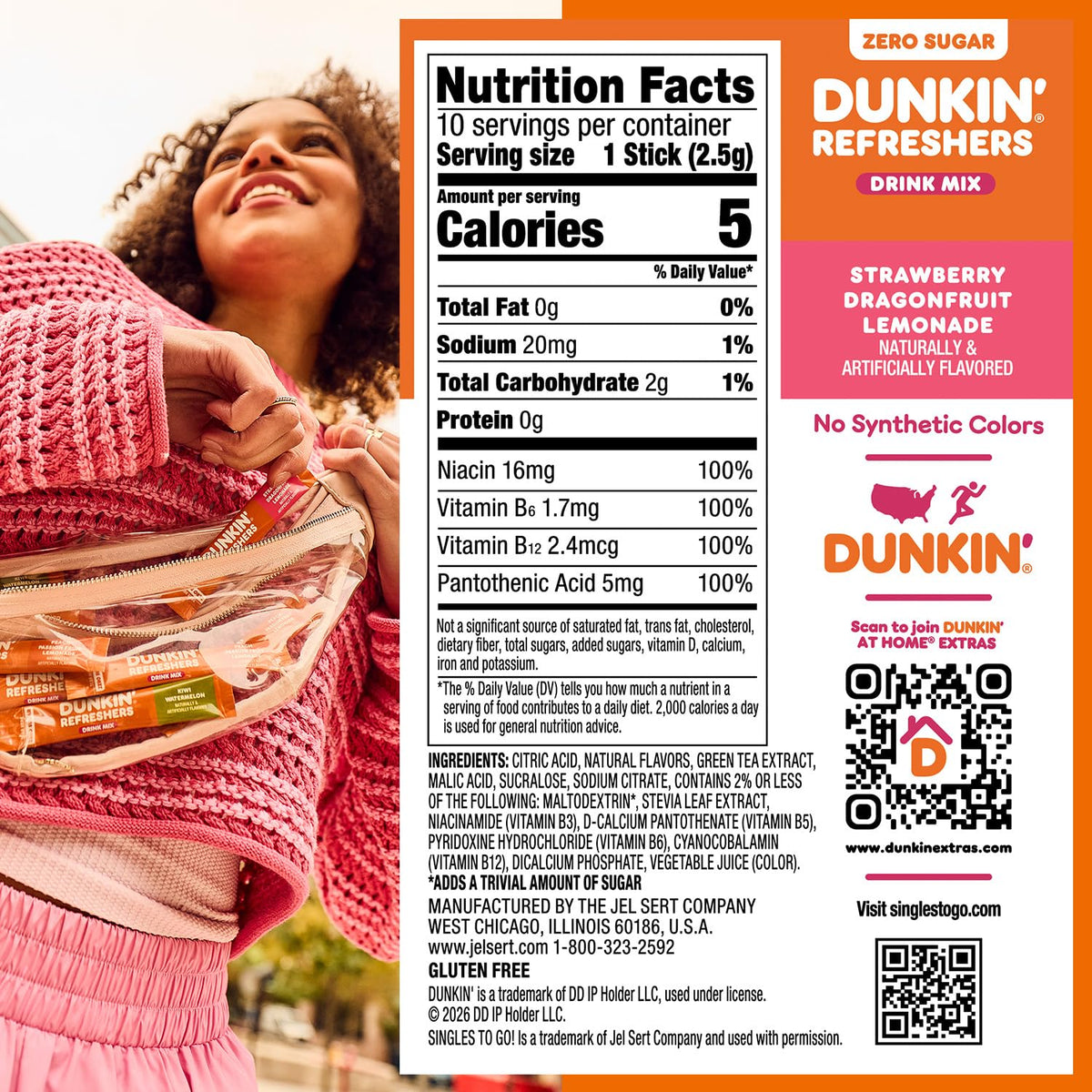 Dunkin' Refreshers Drink Mix, 10 sticks - Strawberry Dragonfruit Lemonade