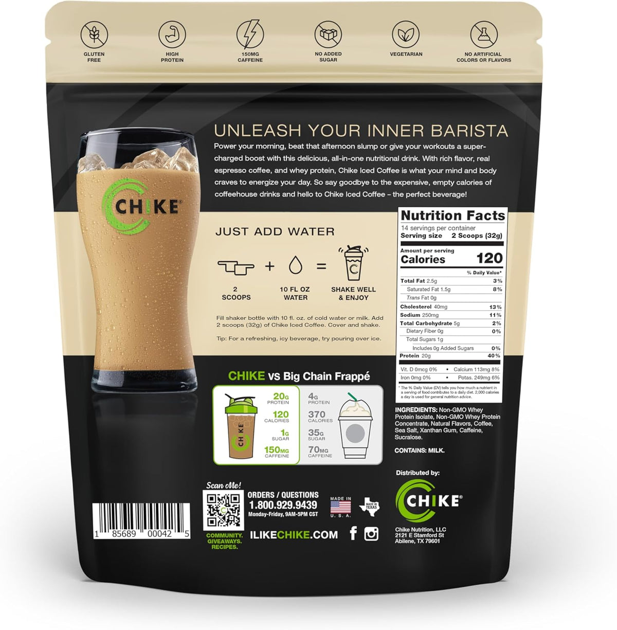 Chike Nutrition High Protein Iced Coffee, 14 Serving Bag - Vanilla, 15.8oz (448g)