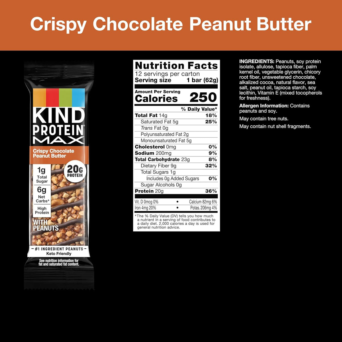 KIND Protein Max Bars - Crispy Chocolate Peanut Butter