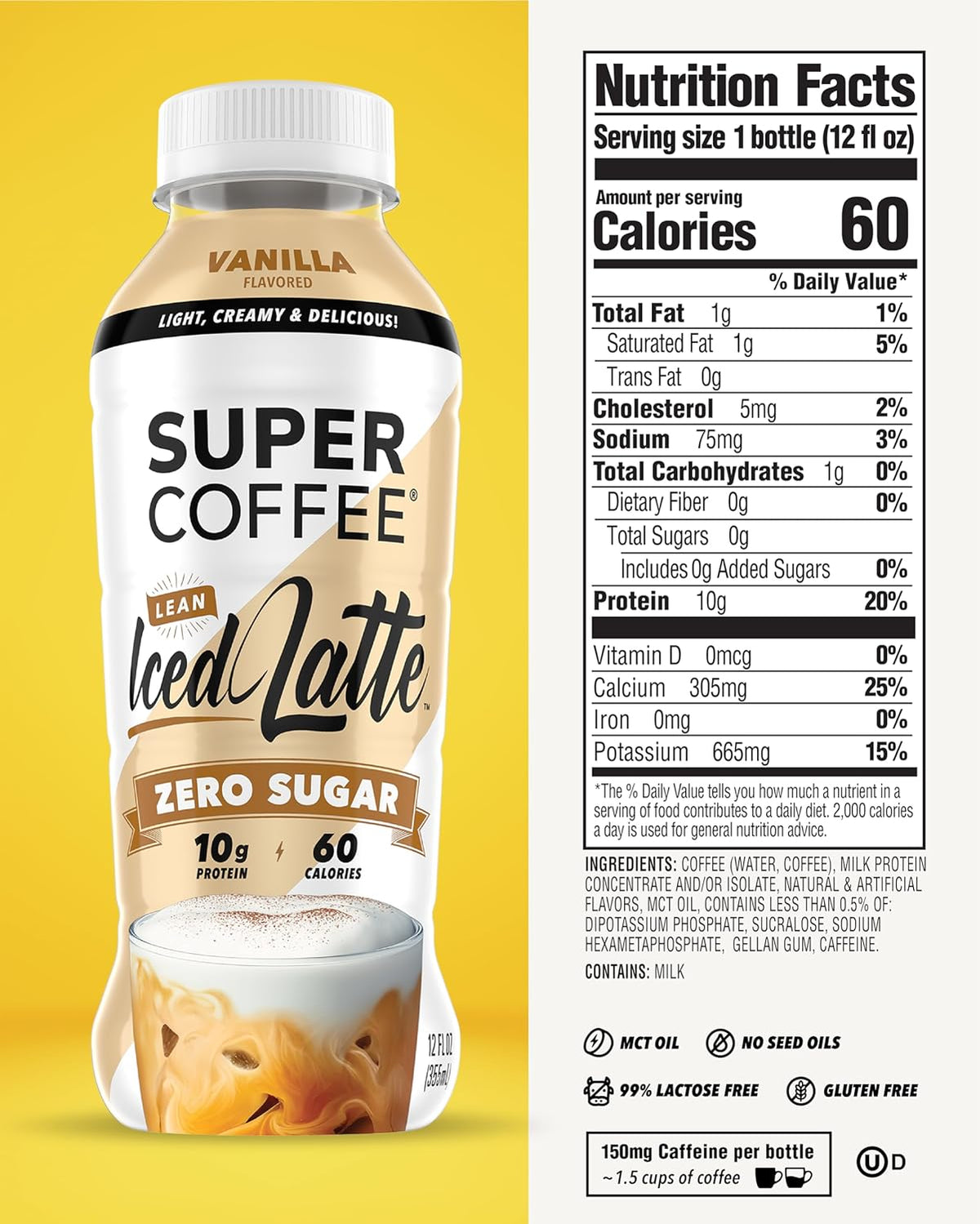Super Coffee Lean Iced Latte, 12 fl oz - Vanilla