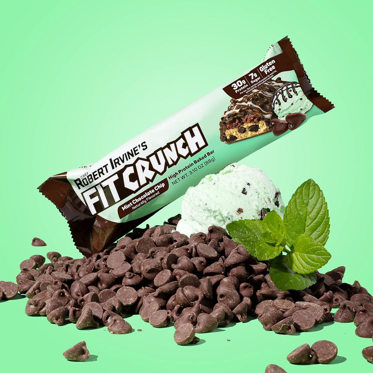 Robert Irvine's Fit Crunch Whey Protein Baked Bar - Mint Chocolate Chip