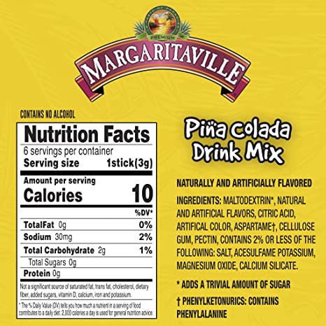 Margaritaville Zero Sugar Singles-to-Go - Pina Colada 6 packets