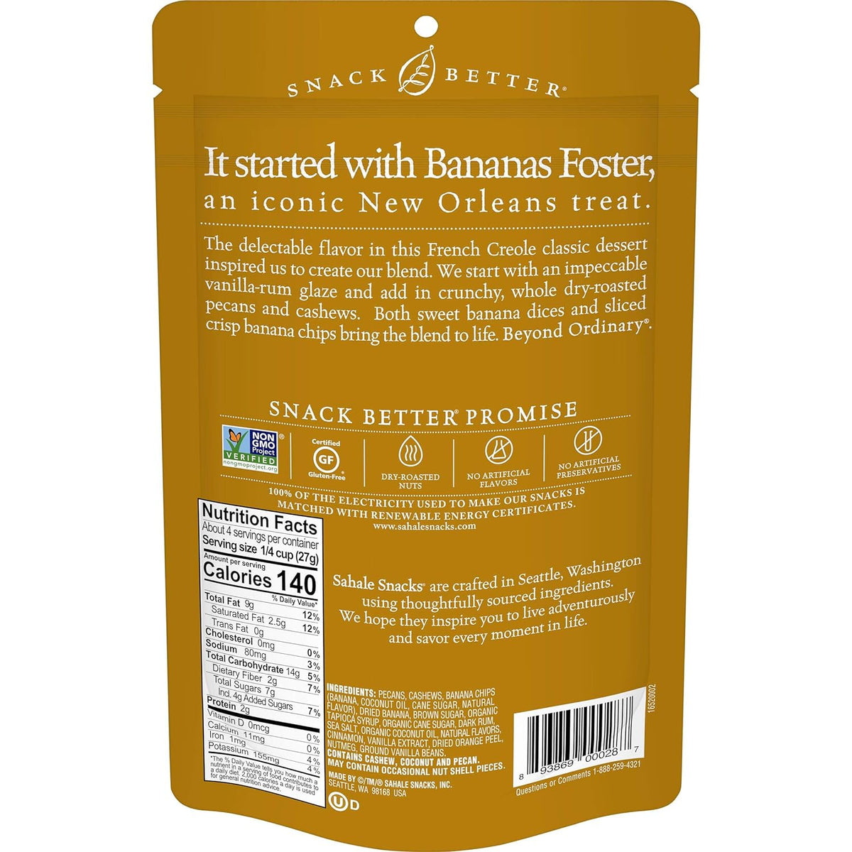 Sahale Snacks Banana Rum Pecans Glazed Mix 4oz Bag — gallery image 2