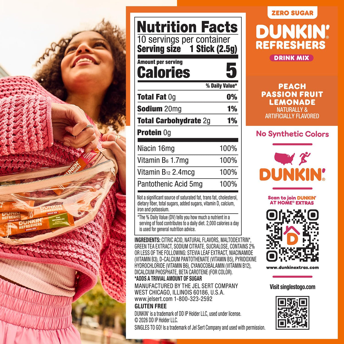 Dunkin' Refreshers Drink Mix, 10 sticks - Peach Passion Fruit Lemonade