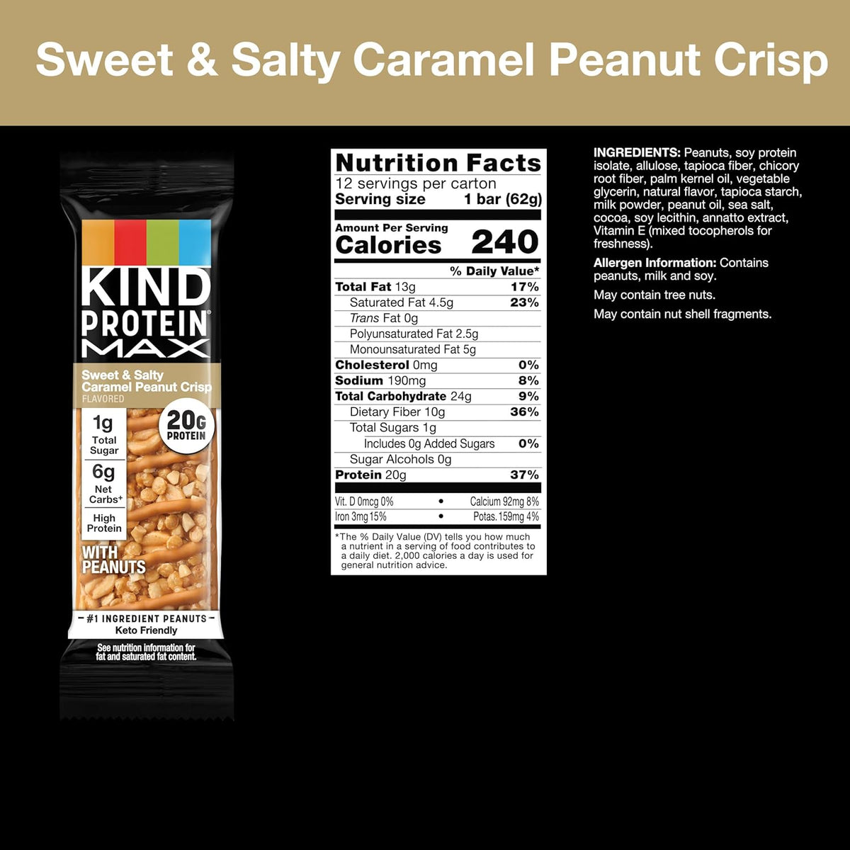 KIND Protein Max Bars - Sweet & Salty Caramel Peanut Crisp