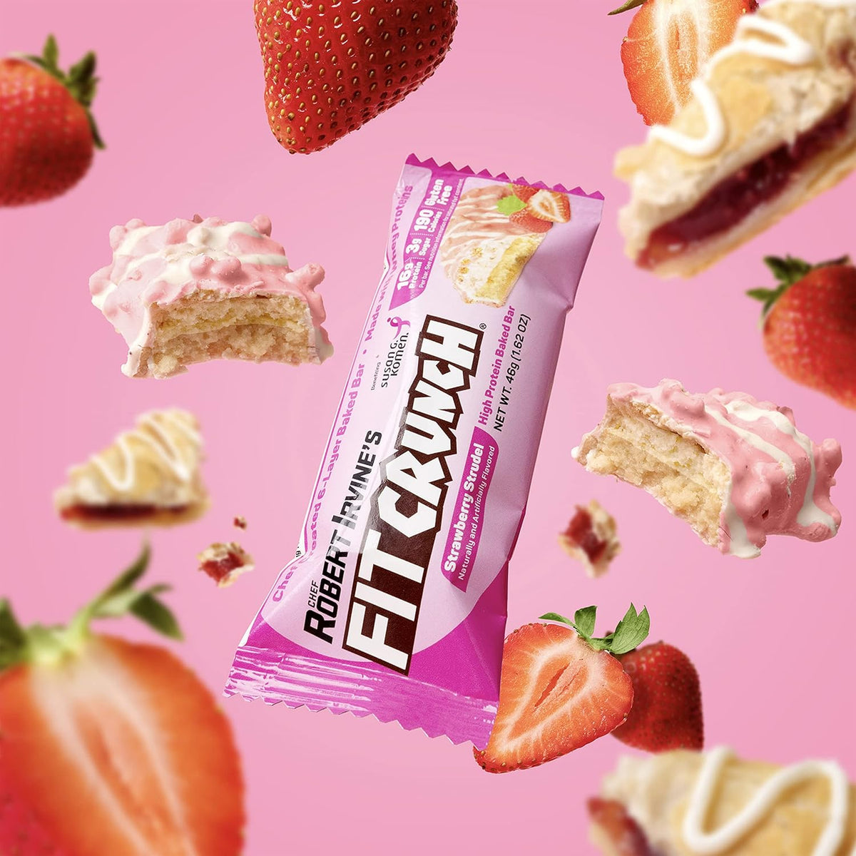 Robert Irvine's Fit Crunch Snack Size Whey Protein Baked Bar - Strawberry Strudel