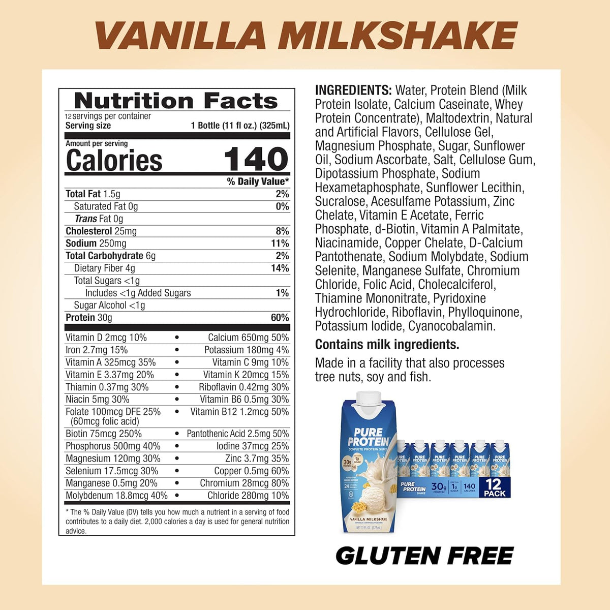 Pure Protein Complete Protein Shake - Vanilla Milkshake 11 fl oz.