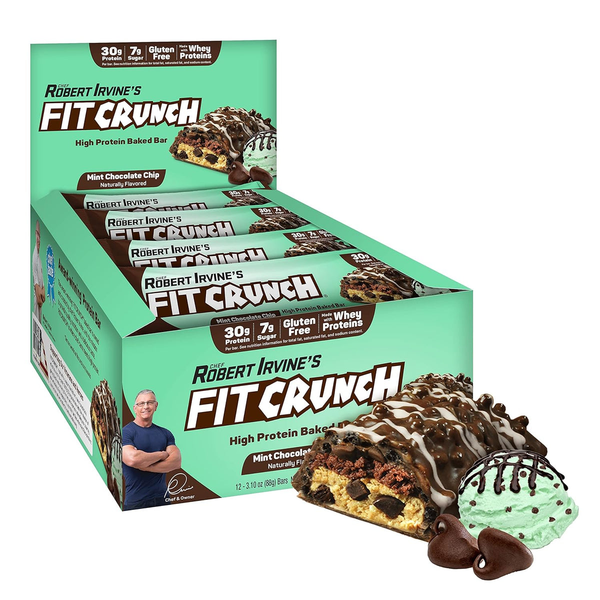Robert Irvine's Fit Crunch Whey Protein Baked Bar - Mint Chocolate Chip