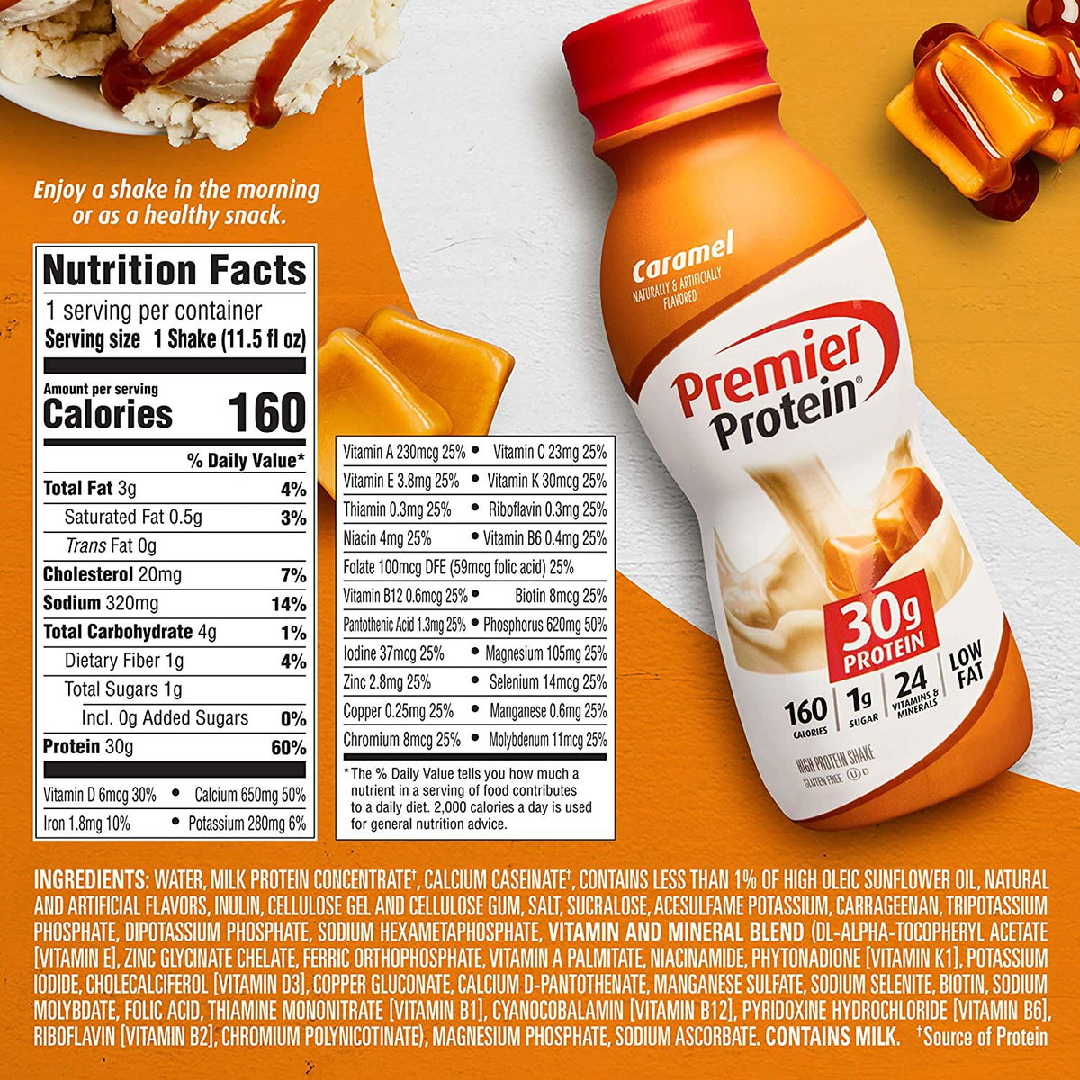 Premier Protein 30g Protein Shake - Caramel, 11.5 fl oz 12 pack