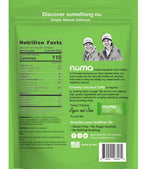 Numa Creamy Coconut pouch back with Nutrition Facts, ingredients, and allergen information