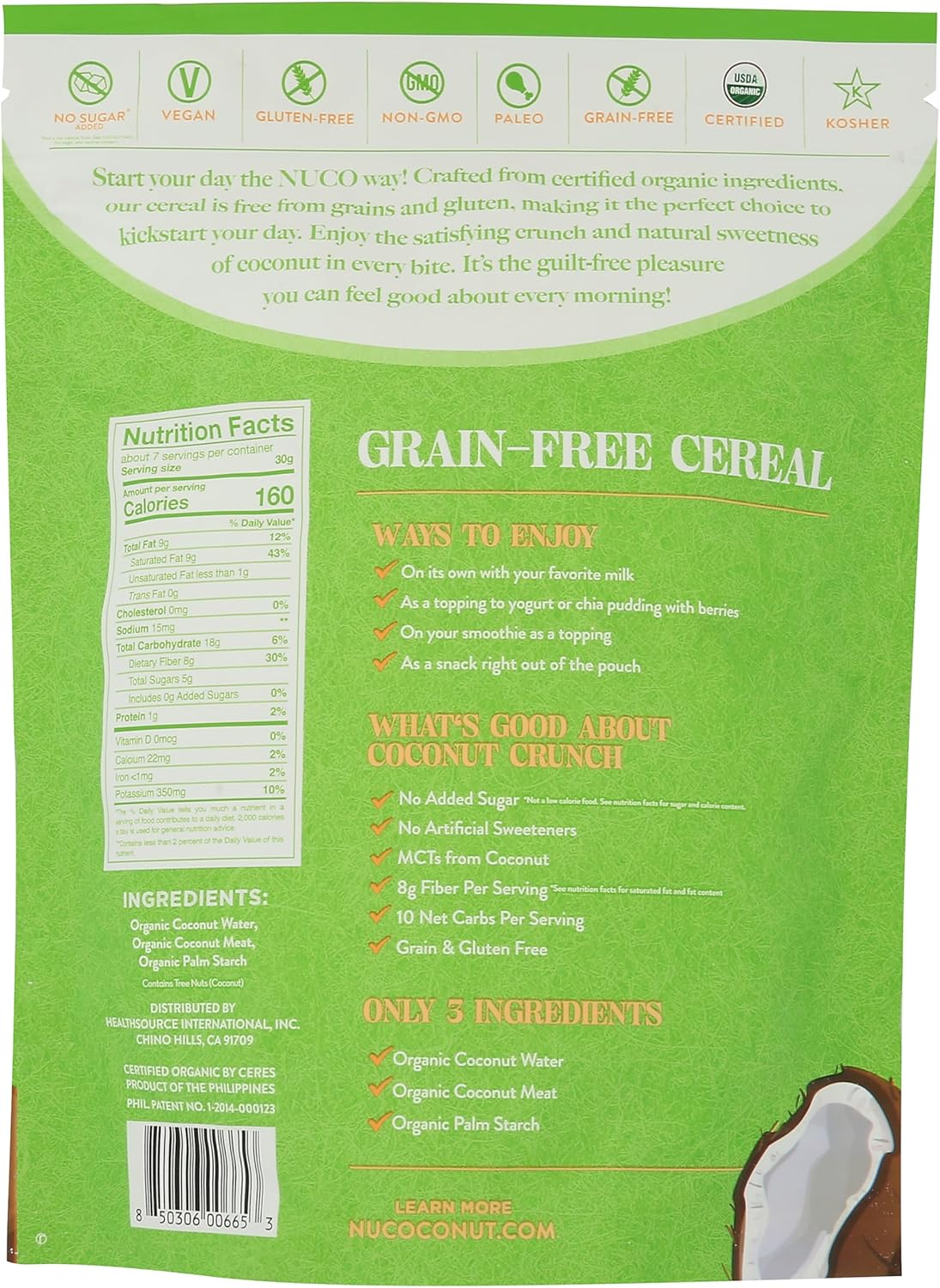 Nuco Coconut Crunch Grain Free Cereal 7.05 oz - Original