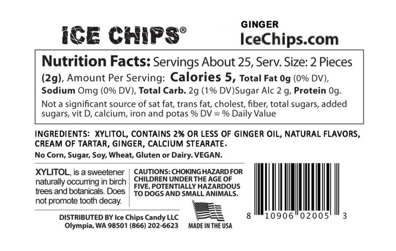 Ice Chips Sugar Free Candy - Ginger 50g (1.76oz.)