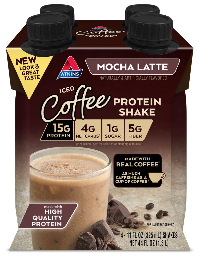 Atkins Nutritionals Iced Coffee Ready-to-Drink Protein Shakes - Mocha Latte, 11 oz, 12 shakes 1 case