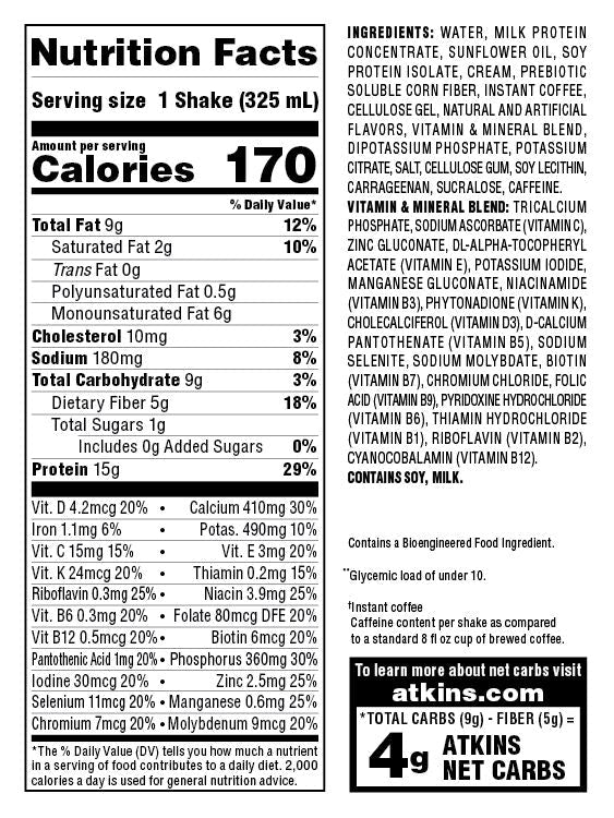 Atkins Nutritionals Iced Coffee Ready-to-Drink Protein Shakes - Vanilla Latte, 11 oz 4 pack