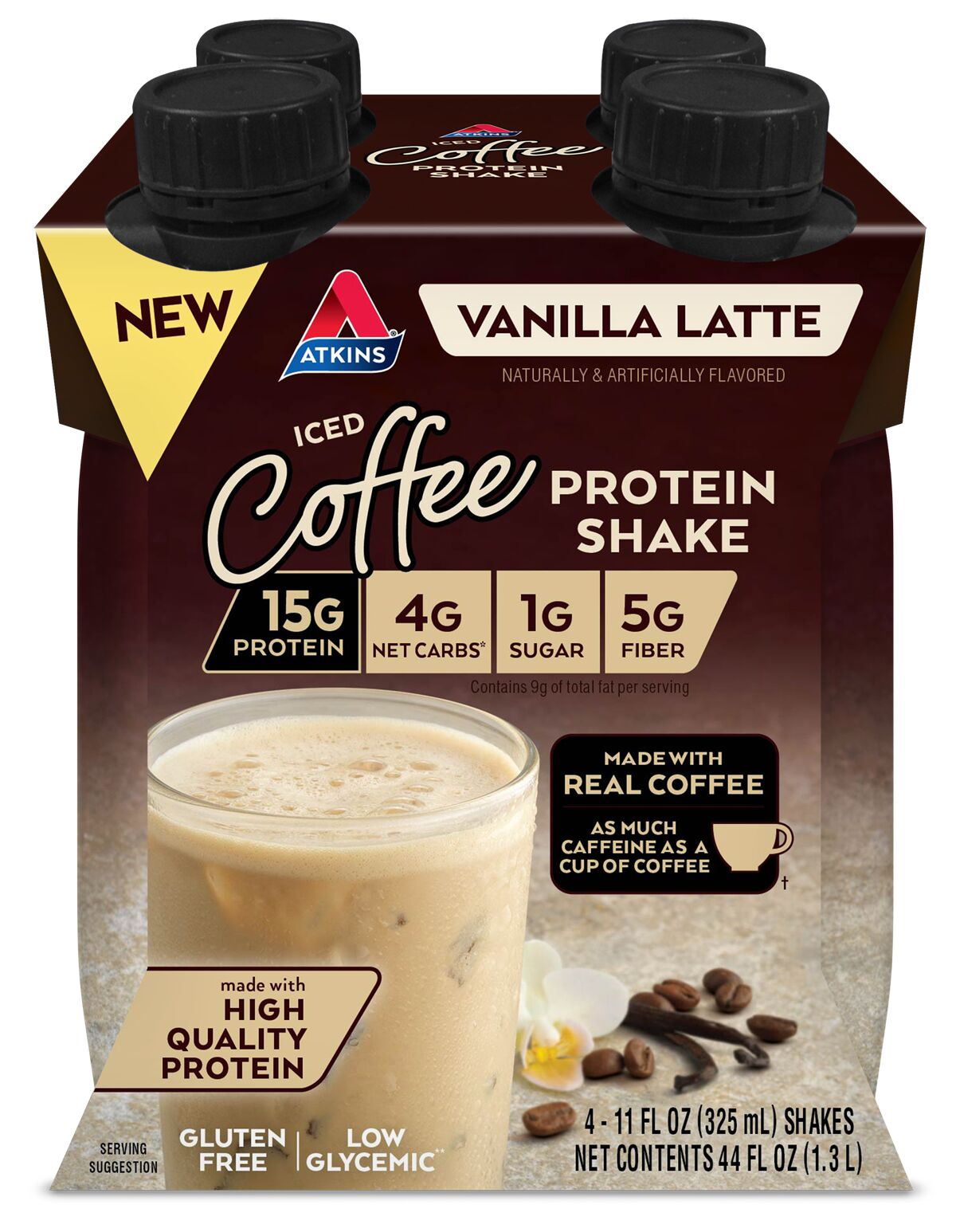 Atkins Nutritionals Iced Coffee Ready-to-Drink Protein Shakes - Vanilla Latte, 11 oz 4 pack