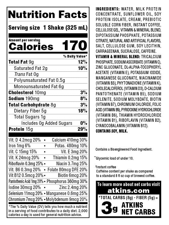 Atkins Nutritionals Iced Coffee Ready-to-Drink Protein Shakes - Cafe Au Lait, 11 oz 4 pack