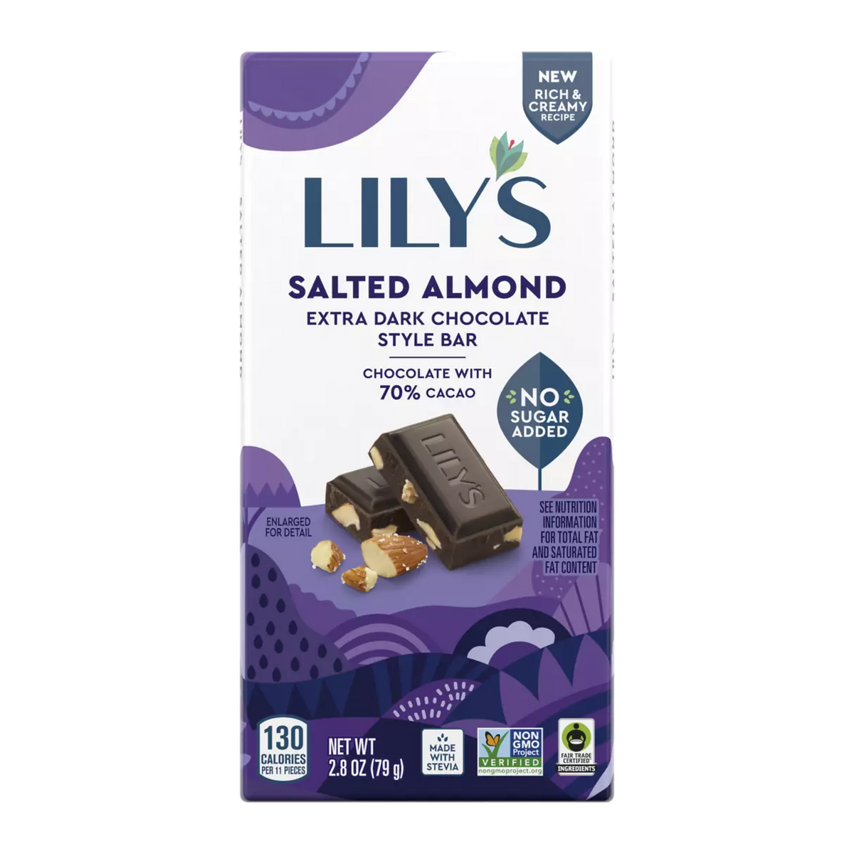 Lily's Extra Dark Chocolate Style Bar - Salted Almond